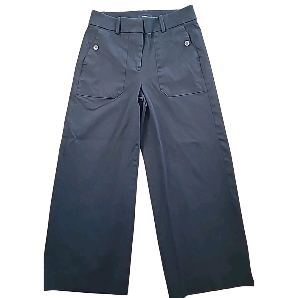 J.Crew Black Wide Leg Crop Pants Sz 4 High Rise Classic Minimalist Workwear